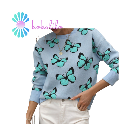 SOLD OUT【butterfly -knit】もこもこバタフライモチーフのレディースニットセーター