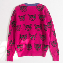 画像をギャラリービューアに読み込む, SALE【Cat face knit】　キャットプリントのレディースニットセーター

